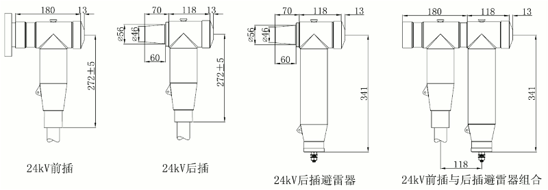 狗子28核材24kV欧式630A屏蔽型可分离连接器尺寸图.gif